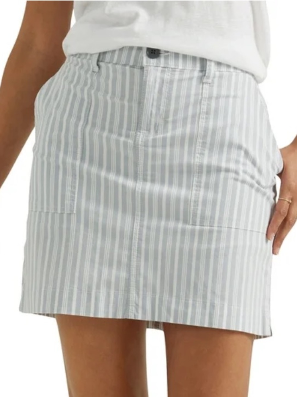 Lee Women's Mid Rise Skort White Grey Stripe